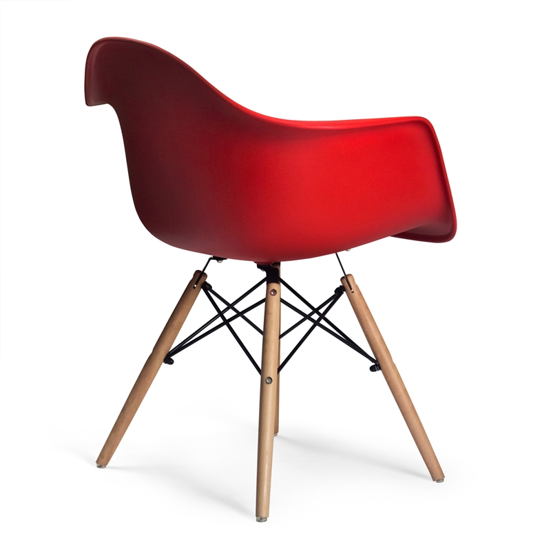 Pemberly Row Contemporary Plastic Arm Chairs (Set of 2) in Red