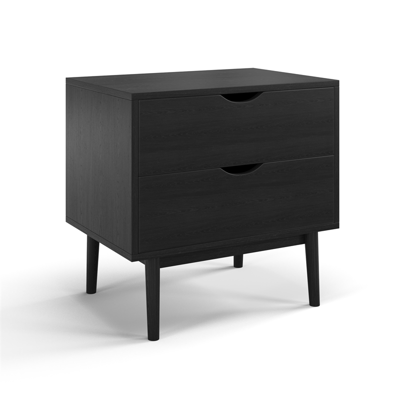 Pemberly Row Modern / Contemporary Wood 2-Drawer Nightstand in Black