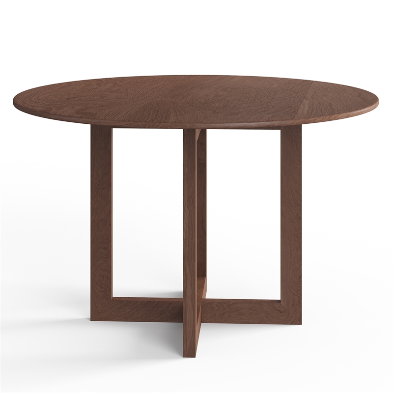 Pemberly Row Modern / Contemporary Wood Round Dining Table in Walnut