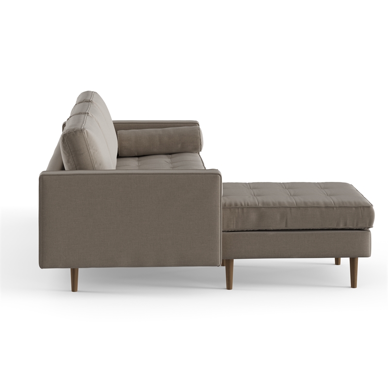 Pemberly Row Contemporary Fabric Reversible Sectional in Gray