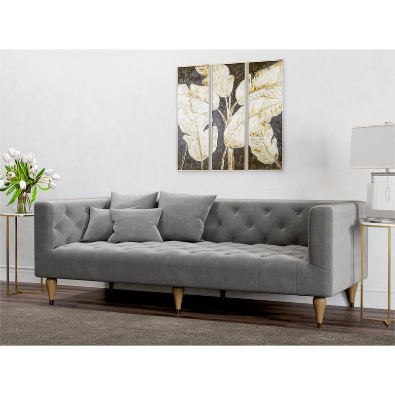 Pemberly Row Mid-Century Contemporary Fabric Sofa in Charcoal