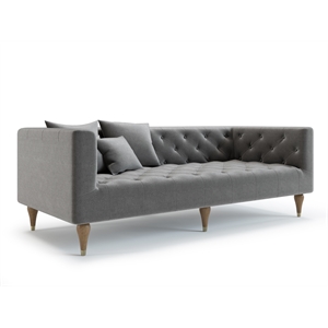Pemberly Row Mid-Century Contemporary Fabric Sofa in Charcoal