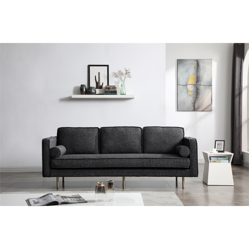 Pemberly Row Mid-Century Contemporary Fabric Sofa in Charcoal