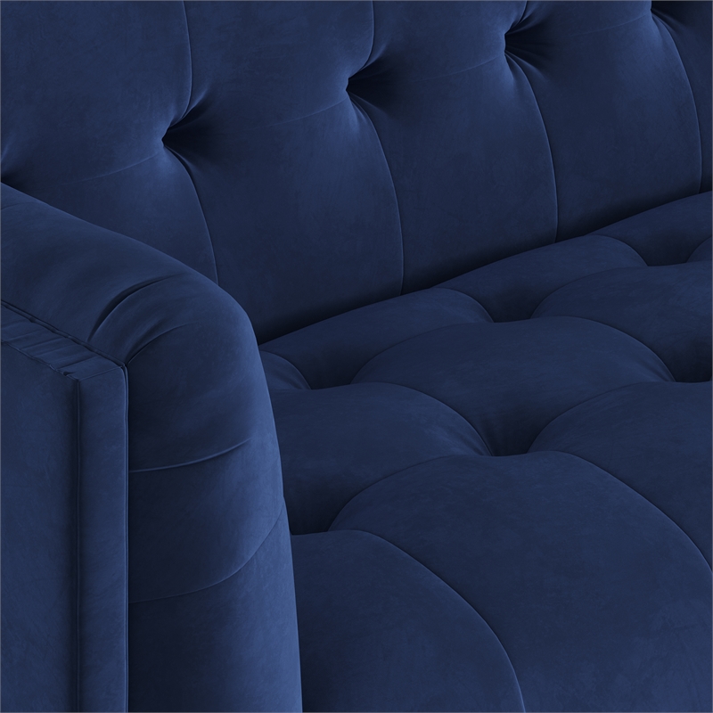 Pemberly Row Mid-Century Contemporary Velvet Sofa in Sapphire
