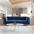 Pemberly Row Mid-Century Contemporary Velvet Sofa in Sapphire
