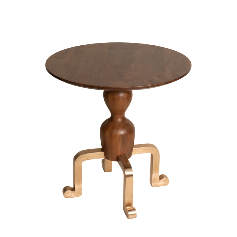 Pemberly Row Modern / Contemporary Solid Wood Side Table in Gold