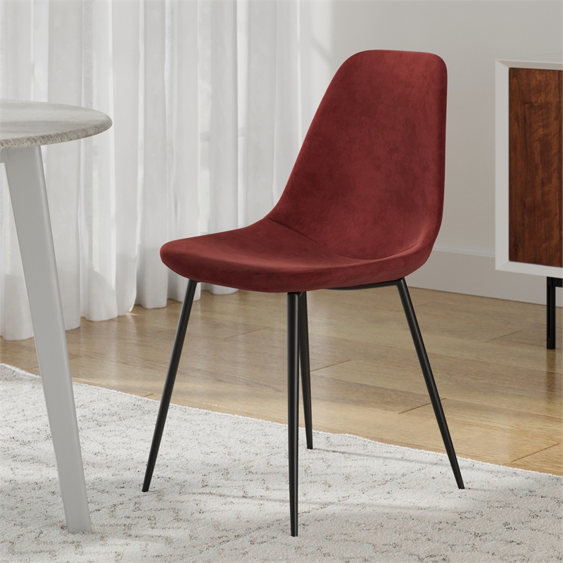 Pemberly Row Performance Velvet Side Chairs (Set of 2) in Red