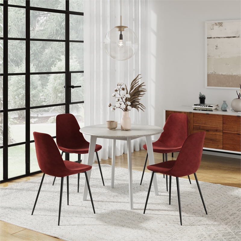 Pemberly Row Performance Velvet Side Chairs (Set of 2) in Red