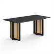 Pemberly Row Rectangular Dining Table with Cane Base in Black
