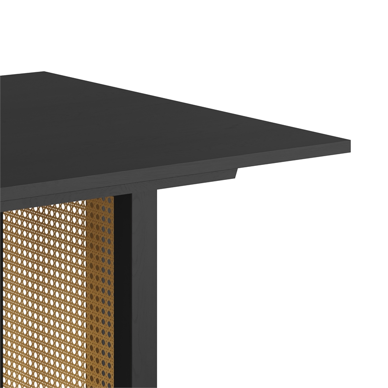 Pemberly Row Rectangular Dining Table with Cane Base in Black