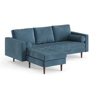 Pemberly Row Performance Velvet Reversible Sectional in Ocean