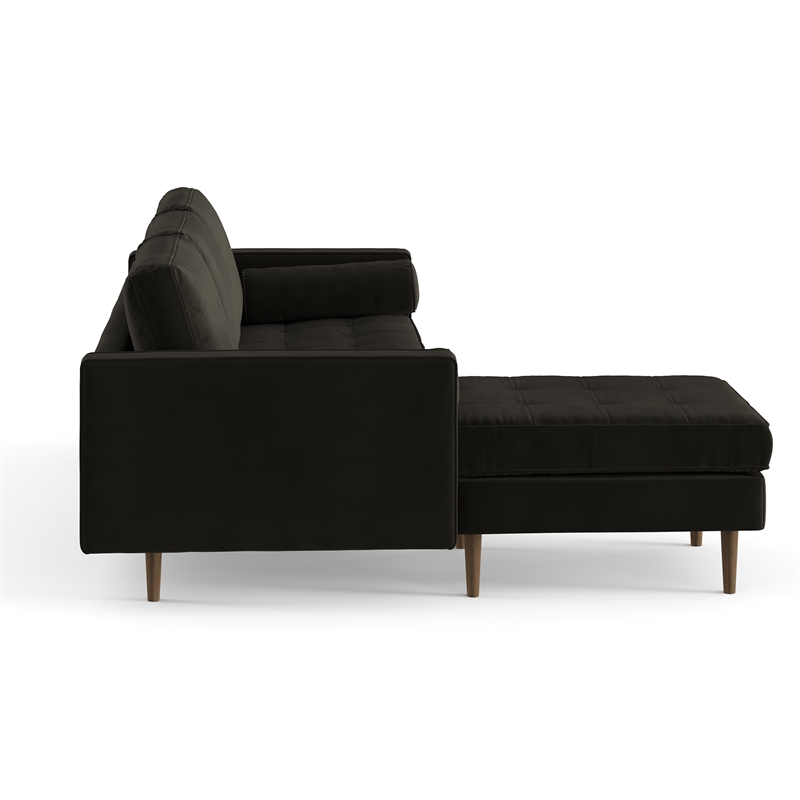 Pemberly Row Performance Velvet Reversible Sectional in Smoke