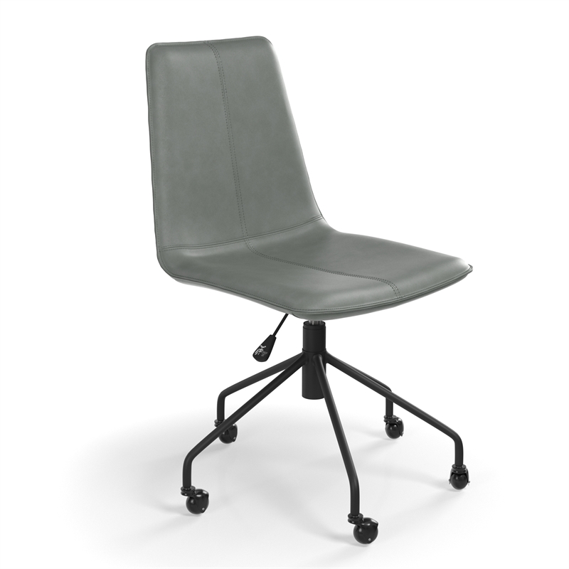 Pemberly Row Vegan Leather Rolling Swivel Task Chair in Smoke