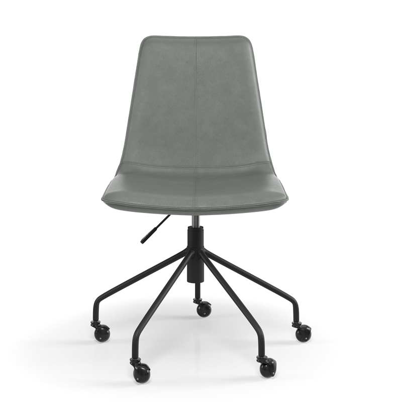 Pemberly Row Vegan Leather Rolling Swivel Task Chair in Smoke