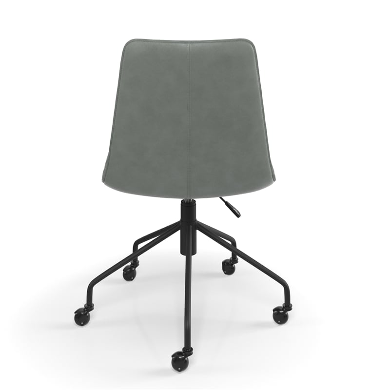 Pemberly Row Vegan Leather Rolling Swivel Task Chair in Smoke