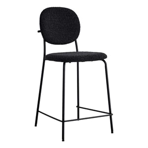 Pemberly Row Boucle Counter Height Stools (Set of 2) in Black