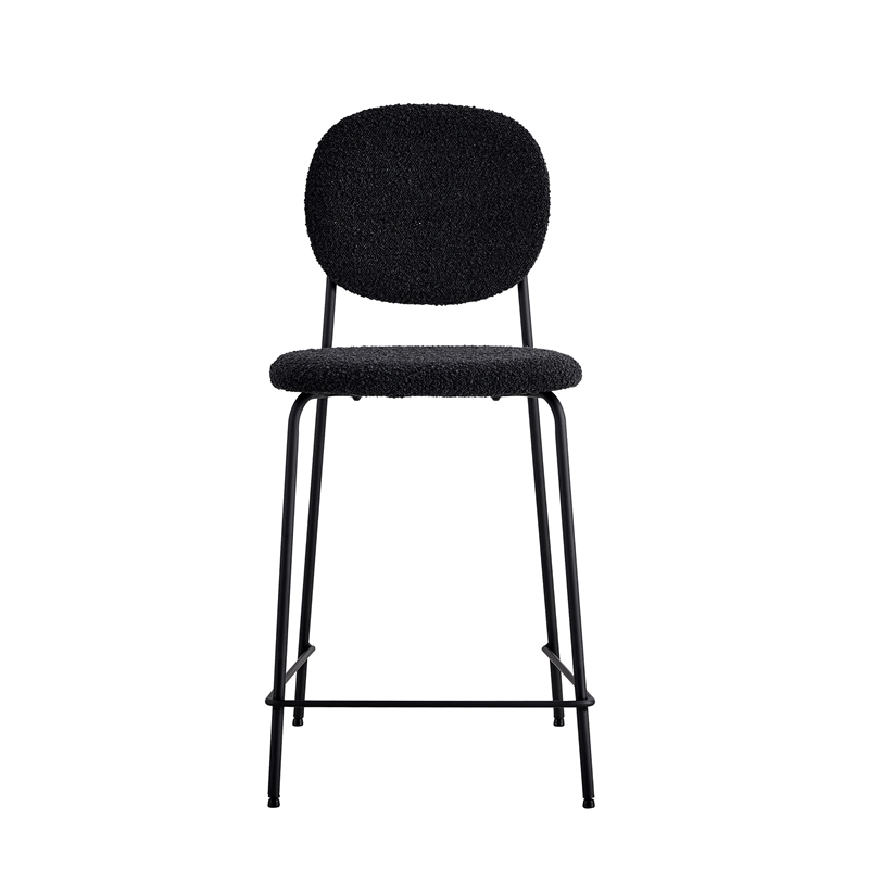 Pemberly Row Boucle Counter Height Stools (Set of 2) in Black