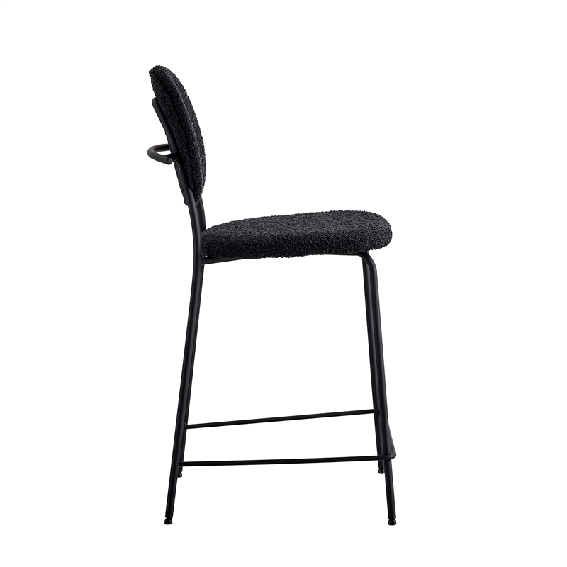 Pemberly Row Boucle Counter Height Stools (Set of 2) in Black