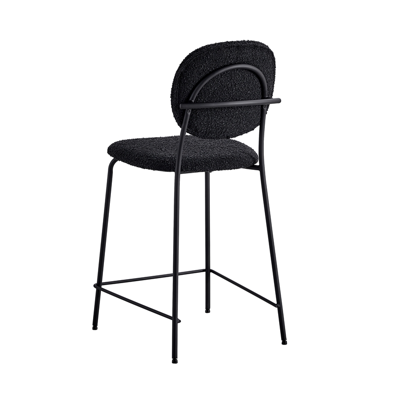 Pemberly Row Boucle Counter Height Stools (Set of 2) in Black