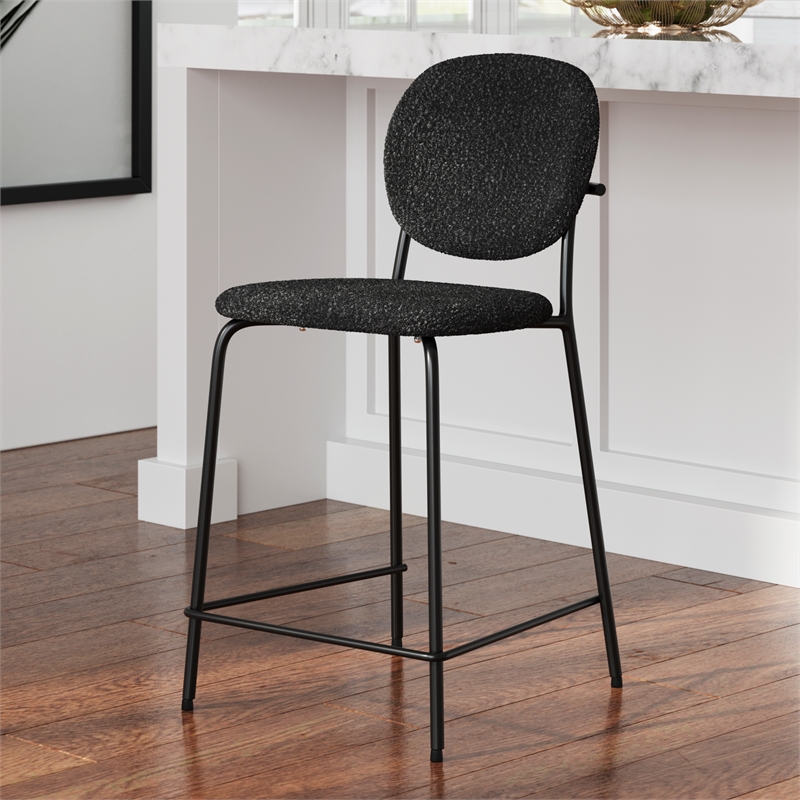 Pemberly Row Boucle Counter Height Stools (Set of 2) in Black