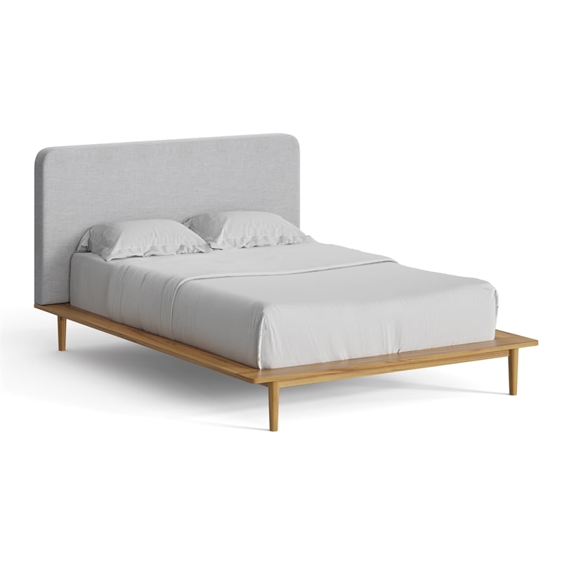 Pemberly Row Mid-Century Contemporary Full Size Bed in Natural