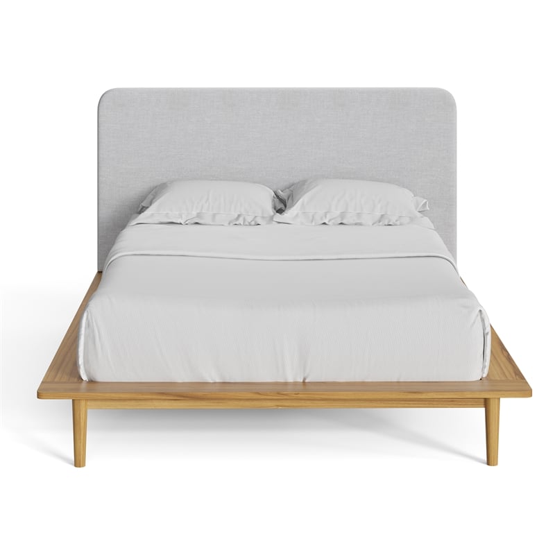 Pemberly Row Mid-Century Contemporary Full Size Bed in Natural
