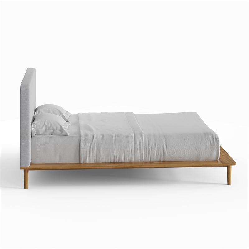 Pemberly Row Mid-Century Contemporary Full Size Bed in Natural