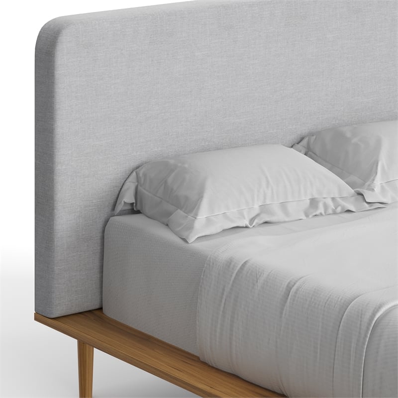 Pemberly Row Mid-Century Contemporary Full Size Bed in Natural