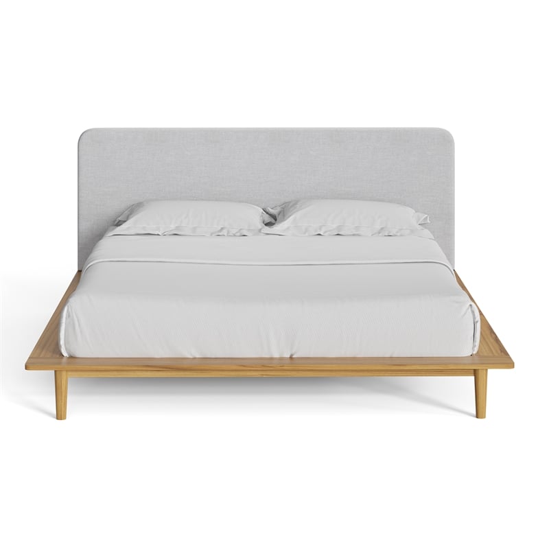 Pemberly Row Mid-Century Contemporary King Size Bed in Natural
