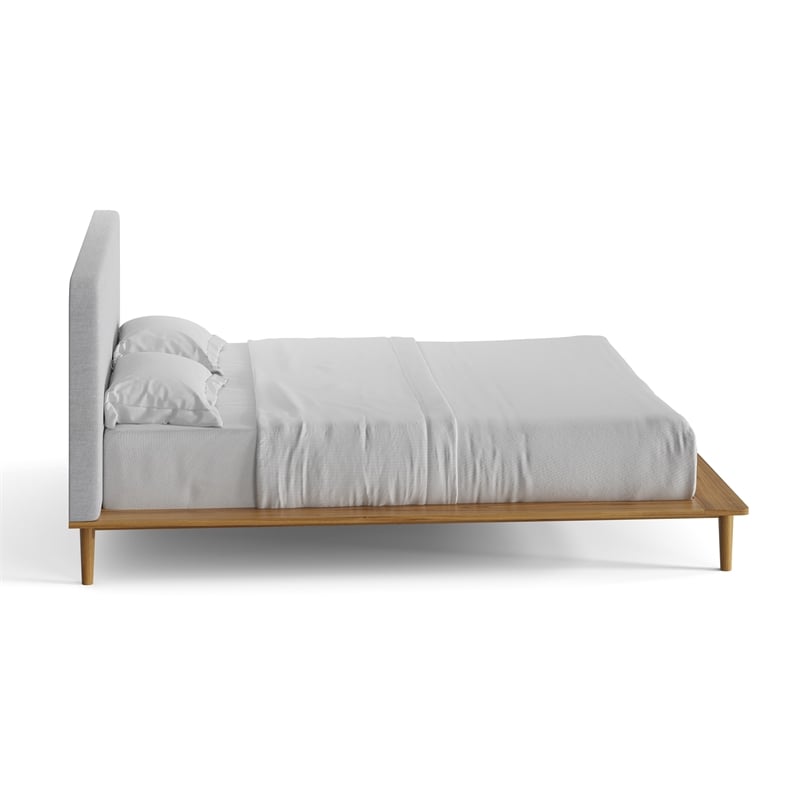 Pemberly Row Mid-Century Contemporary King Size Bed in Natural
