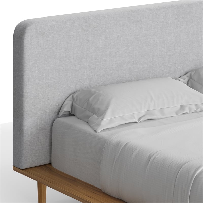 Pemberly Row Mid-Century Contemporary King Size Bed in Natural