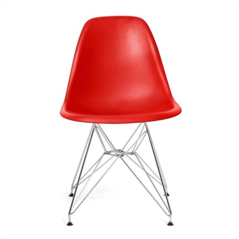 Pemberly Row Contemporary Dining Chair in Matte Red (Set of 2)