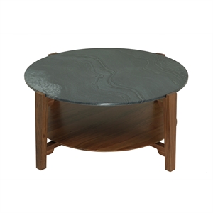Pemberly Row Contemporary Genuine Marble Coffee Table in Black