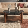 Pemberly Row Contemporary Genuine Marble Coffee Table in Black
