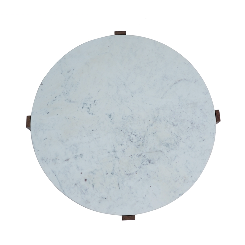 Pemberly Row Contemporary Genuine Marble Coffee Table in White