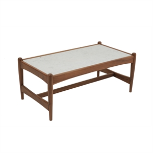Pemberly Row Contemporary Genuine Marble Coffee Table in White