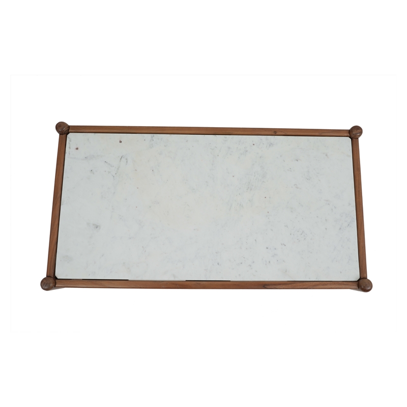 Pemberly Row Contemporary Genuine Marble Coffee Table in White