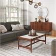 Pemberly Row Contemporary Genuine Marble Coffee Table in White