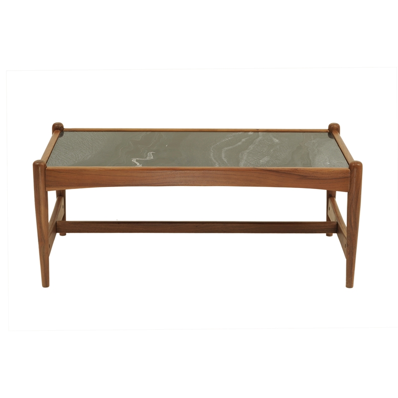Pemberly Row Contemporary Genuine Marble Coffee Table in Black