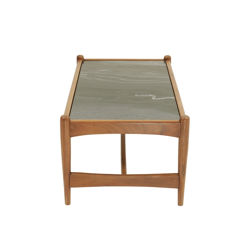 Pemberly Row Contemporary Genuine Marble Coffee Table in Black