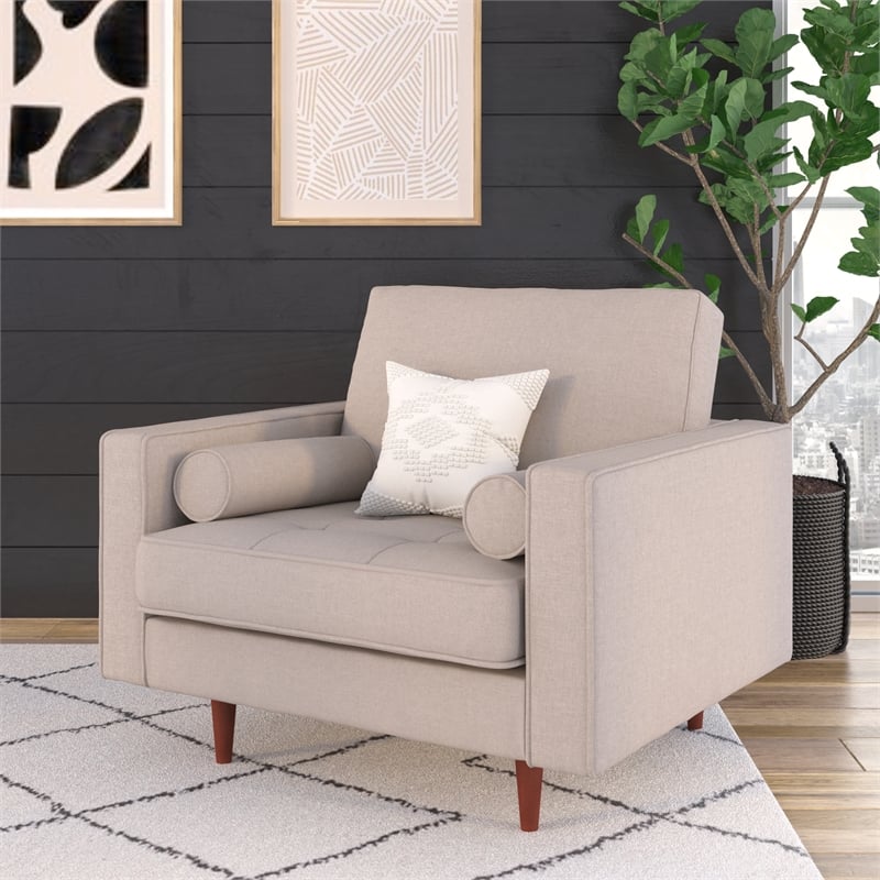 Pemberly Row Contemporary Upholstered Fabric Arm Chair in Gray