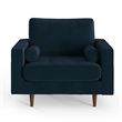 Pemberly Row Contemporary Performance Velvet Arm Chair in Blue