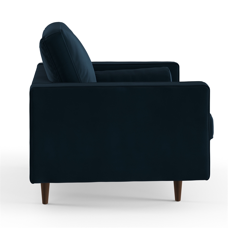 Pemberly Row Contemporary Performance Velvet Arm Chair in Blue