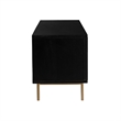 Pemberly Row Solid Wood with Natural Woven Cane TV Stand in Black