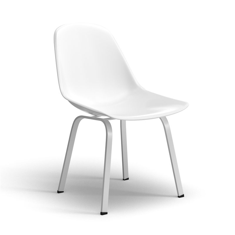Pemberly Row Mid-Century Molded Plastic Seat Dining Chair in White