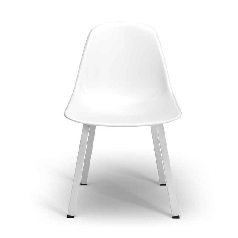 Pemberly Row Mid-Century Molded Plastic Seat Dining Chair in White