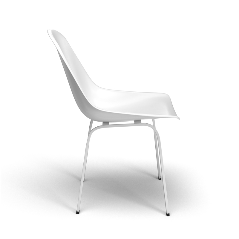 Pemberly Row Mid-Century Molded Plastic Seat Dining Chair in White
