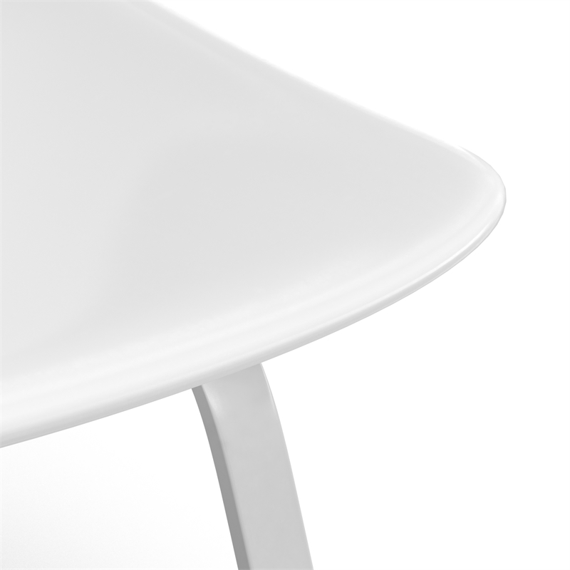 Pemberly Row Mid-Century Molded Plastic Seat Dining Chair in White