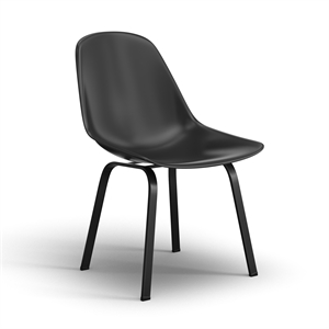 Pemberly Row Mid-Century Molded Plastic Seat Dining Chair in Black