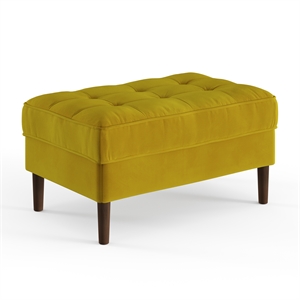 Pemberly Row Modern Performance Velvet Rectangular Ottoman in Gold